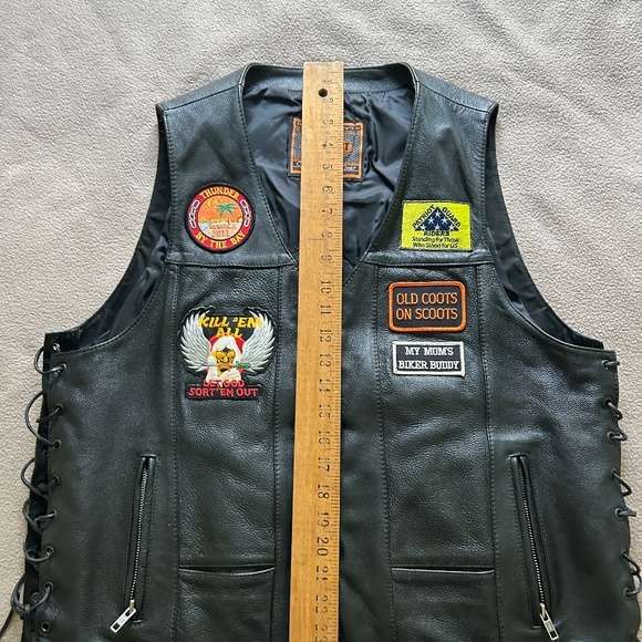 Men’s LEATHER VEST TOP BILLER MOTORCYCLE WESTERN CONCEAL AND CARRY - Picture 4 of 7